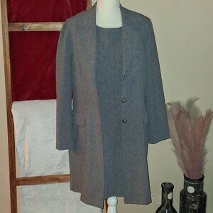 Grey Spago 2-Piece Dress & Jacket Set - Sleeveless Midi - Business Casual Chic